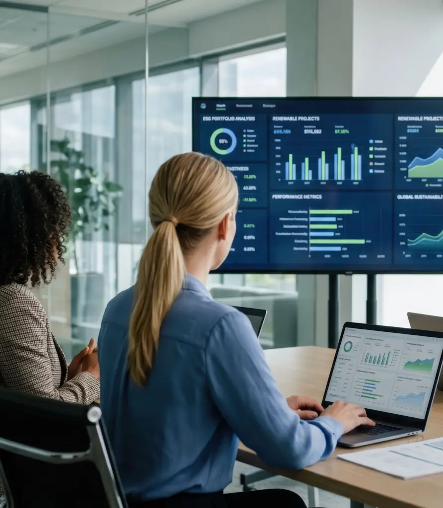 Women analysing data in a business meeting