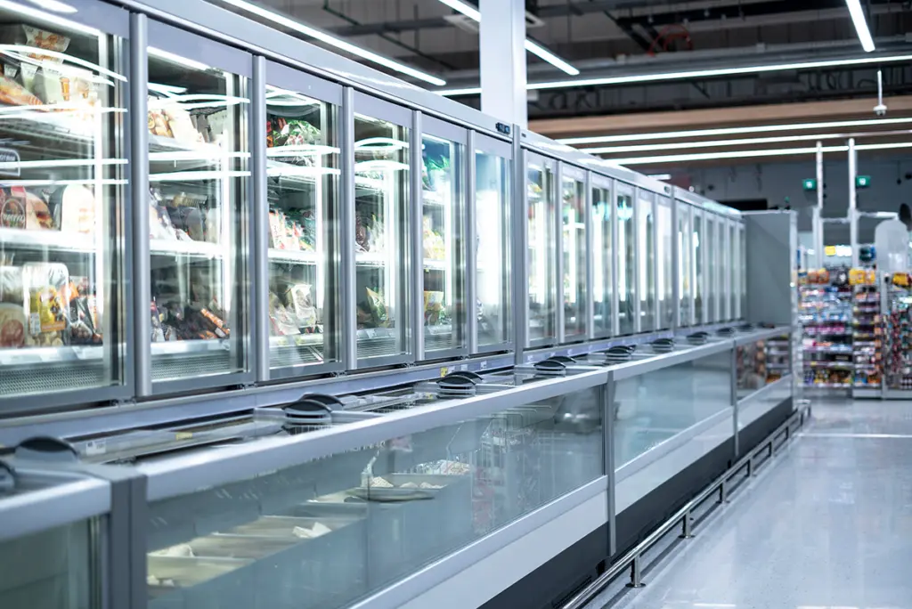 Supermarket freezer aisle