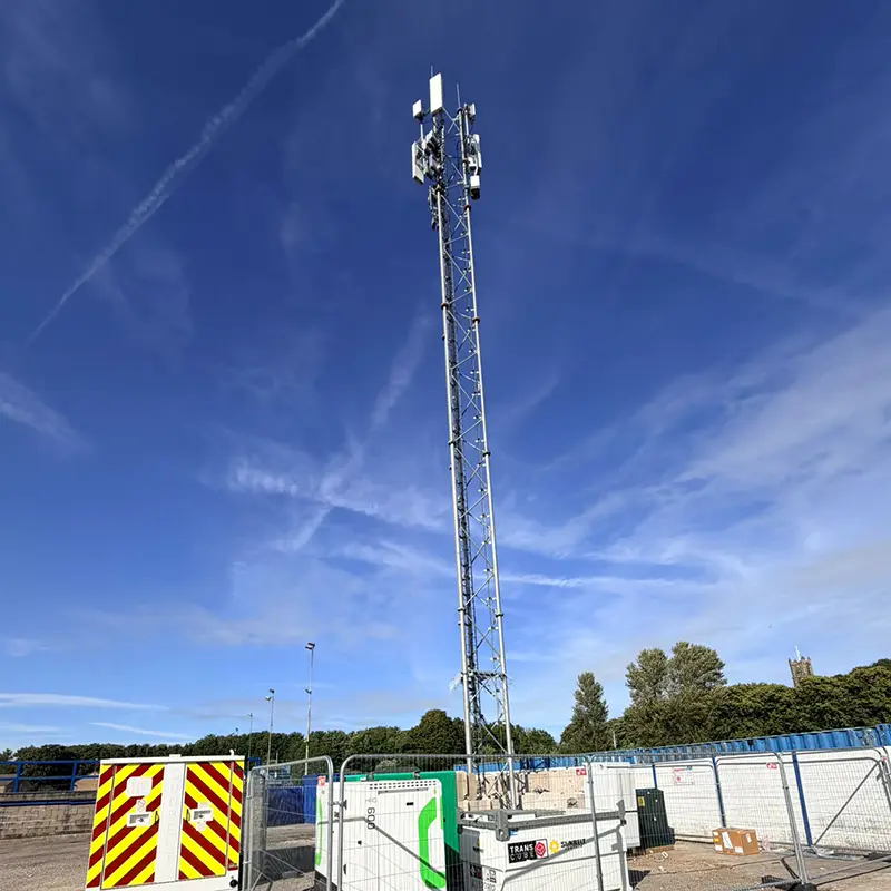 Construction of a temporary telecoms tower